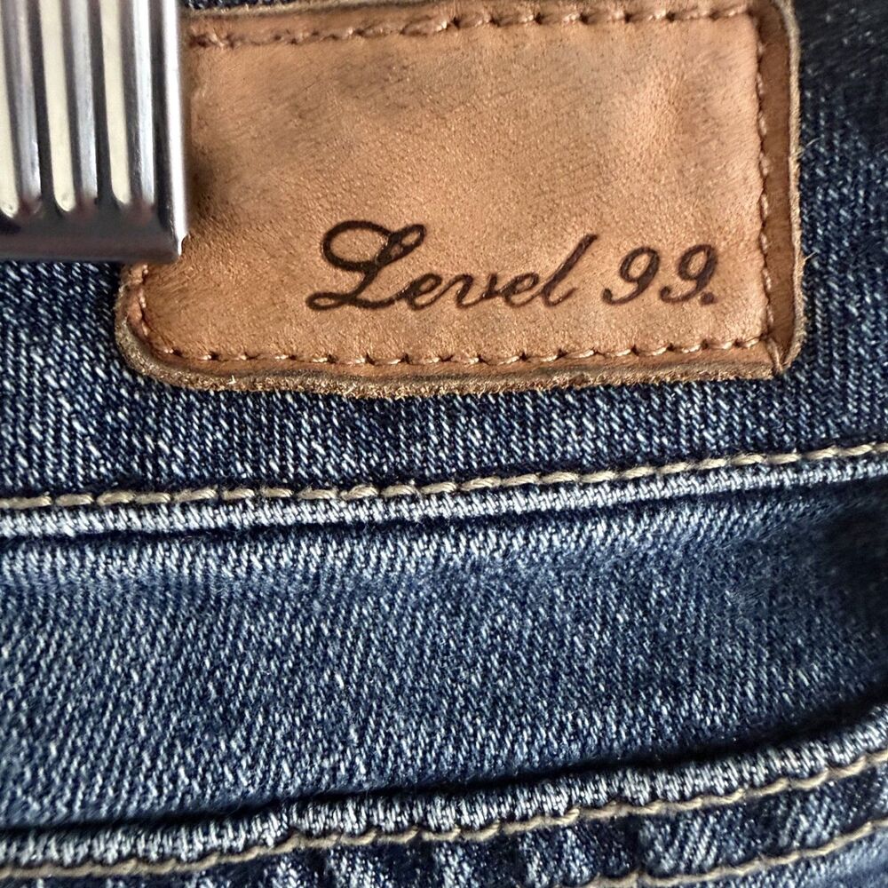 lily skinny straight distressed medium wash jeans whiskered faded 29 by level 99 - Picture 10 of 12